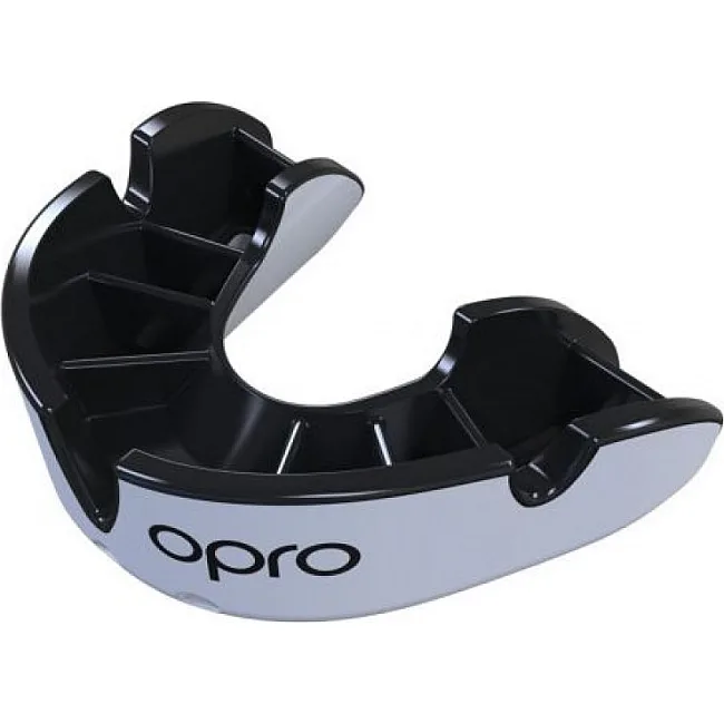 Подростковая капа для бокса Silver (белый-черный) OPRO 2223004
