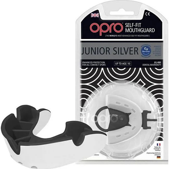 Подростковая капа для бокса Silver (белый-черный) OPRO 2223004