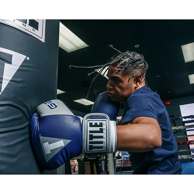 Перчатки снарядные TITLE Boxing Gel World V2T Navy Grey White
