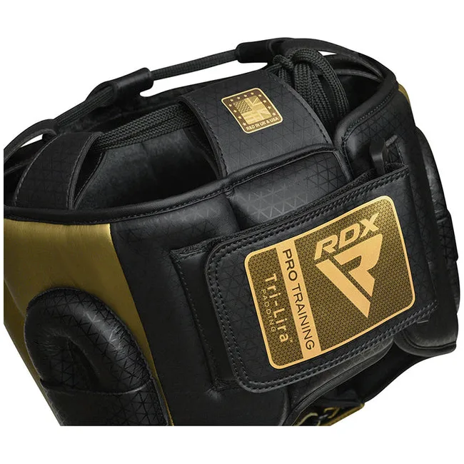 Шлем для бокса RDX L2 Mark Pro Head Guard with Nose Protection Bar Golden