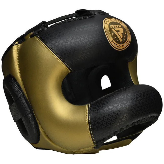 Шлем для бокса RDX L2 Mark Pro Head Guard with Nose Protection Bar Golden