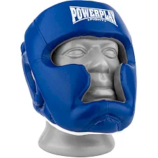 Тренировочный шлем для бокса POWERPLAY 3068 PU+Amara Сине-Белый