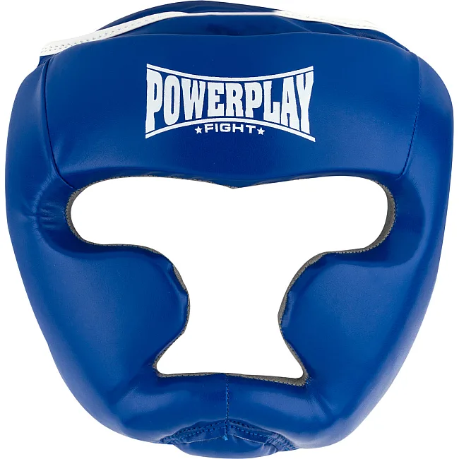 Тренировочный шлем для бокса POWERPLAY 3068 PU+Amara Сине-Белый