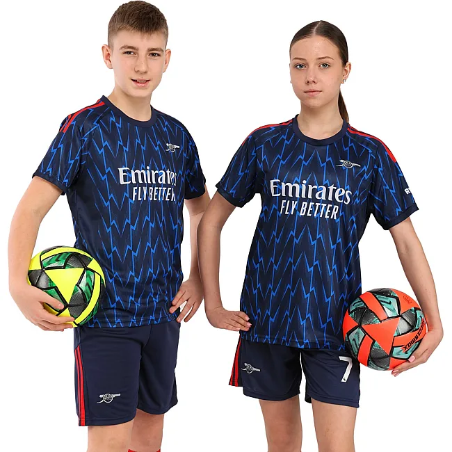 Футбольна форма дитяча із символікою клубу ARSENAL гостьова 2026 SP-SPORT CO-7350 (Синій-чорний)