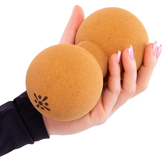 Мяч массажный пробковый двойной для МФР и самомассажа Duoball BLOOM LB7128 ø7,7см cветло-коричневый (Светло-коричневый)