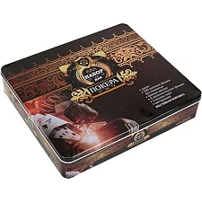 Набор для покера в металлической коробке Poker game set SP-SPORT 6615K 500 фишек