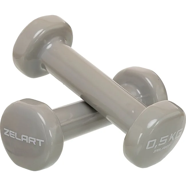 Гантели для фитнеса виниловые ZELART Beauty TA-5225-0_5 2шт 0,5кг (Серый)