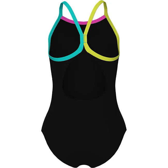 Купальник для девочек Arena SWIMSUIT LIGHT DROP SOLID черный, бирюзовый, желтый, фуксия
