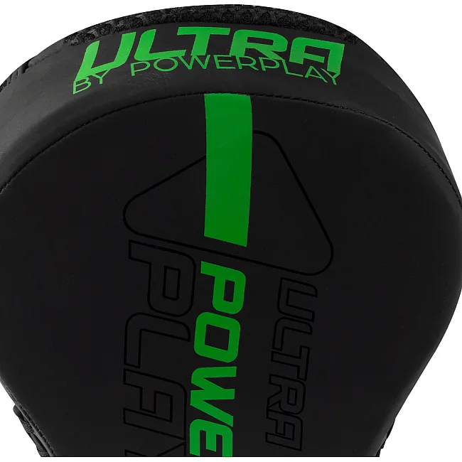 Лапи боксерські PowerPlay 3044 Pro Carbon Ultra Series Чорно-Зеленіі PU 