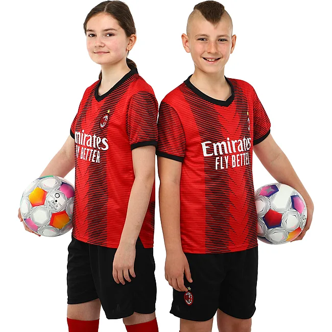 Футбольна форма дитяча із символікою клубу AC MILAN домашня 2024 SP-PLANETA CO-6263 6-14 років