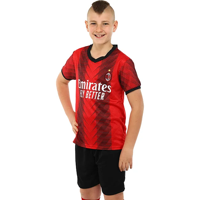 Футбольна форма дитяча із символікою клубу AC MILAN домашня 2024 SP-PLANETA CO-6263 6-14 років