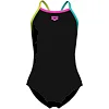 Купальник для девочек Arena SWIMSUIT LIGHT DROP SOLID черный, бирюзовый, желтый, фуксия