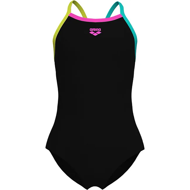 Купальник для девочек Arena SWIMSUIT LIGHT DROP SOLID черный, бирюзовый, желтый, фуксия