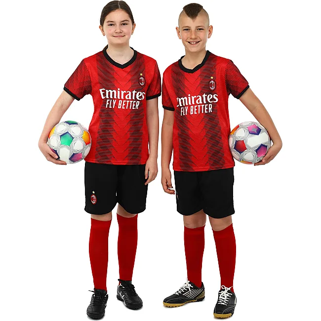 Футбольна форма дитяча із символікою клубу AC MILAN домашня 2024 SP-PLANETA CO-6263 6-14 років