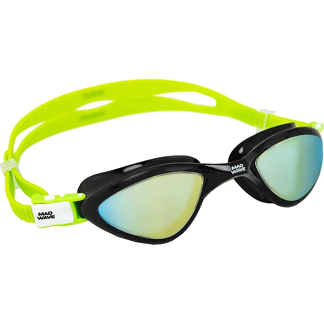 Очки для плавания взрослые радужные линзы MADWAVE
 RAPID TECH L Rainbow M048104 (Черный-зеленый)