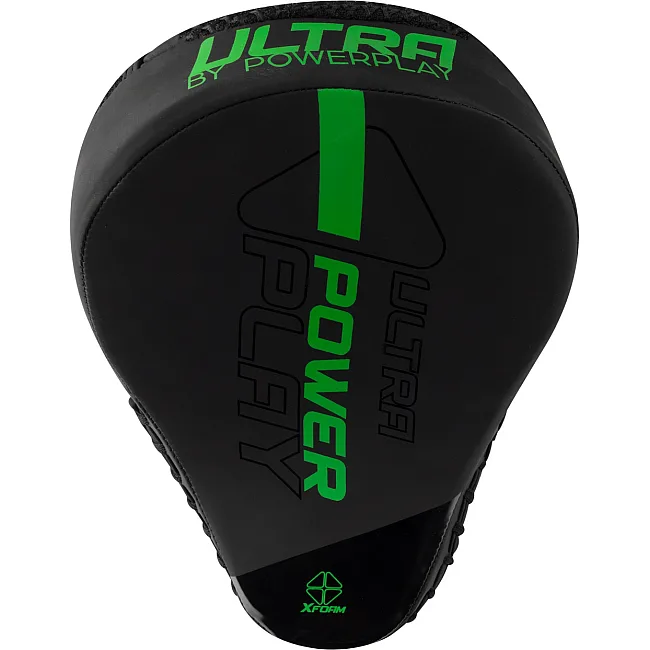 Лапи боксерські PowerPlay 3044 Pro Carbon Ultra Series Чорно-Зеленіі PU 
