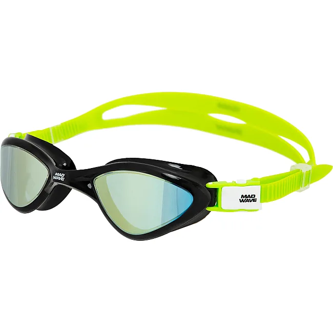 Очки для плавания взрослые радужные линзы MADWAVE
 RAPID TECH L Rainbow M048104 (Черный-зеленый)