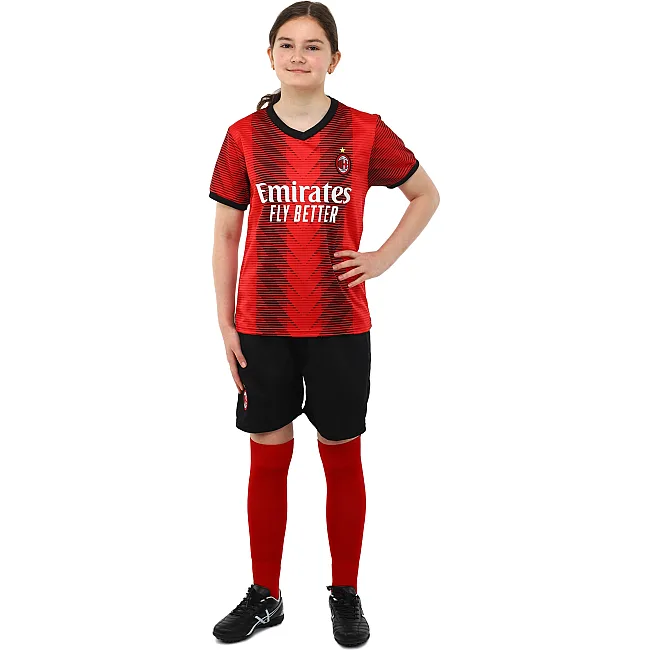 Футбольна форма дитяча із символікою клубу AC MILAN домашня 2024 SP-PLANETA CO-6263 6-14 років