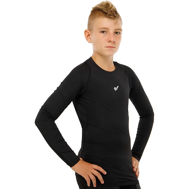 Костюм компрессионный детский рашгард лонгслив и штаны JASON K-920 22-30 5-14лет (Черный)
