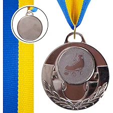 Медаль спортивная с лентой тематическая SP-SPORT AIM Роликовые коньки C-4846-0087 ø5см (Серебряный)