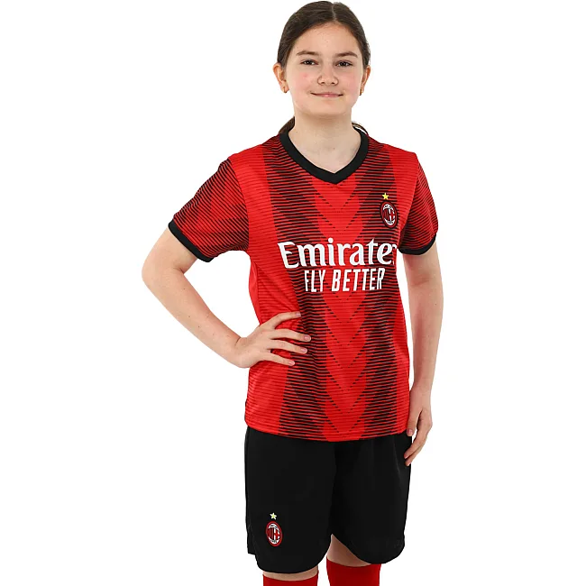 Футбольна форма дитяча із символікою клубу AC MILAN домашня 2024 SP-PLANETA CO-6263 6-14 років