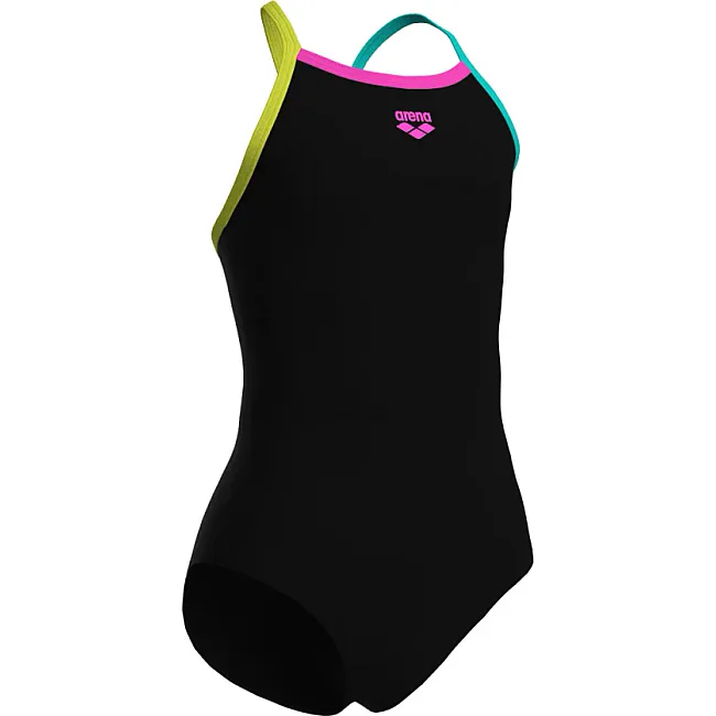 Купальник для девочек Arena SWIMSUIT LIGHT DROP SOLID черный, бирюзовый, желтый, фуксия