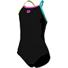 Купальник для девочек Arena SWIMSUIT LIGHT DROP SOLID черный, бирюзовый, желтый, фуксия