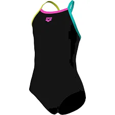 Купальник для девочек Arena SWIMSUIT LIGHT DROP SOLID черный, бирюзовый, желтый, фуксия