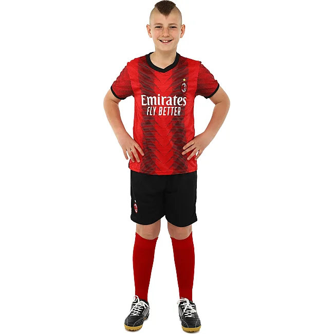 Футбольна форма дитяча із символікою клубу AC MILAN домашня 2024 SP-PLANETA CO-6263 6-14 років