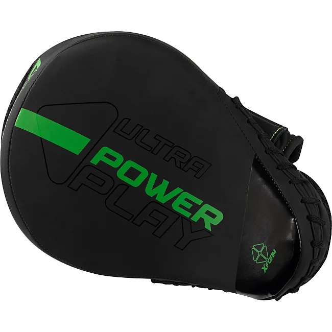 Лапи боксерські PowerPlay 3044 Pro Carbon Ultra Series Чорно-Зеленіі PU 