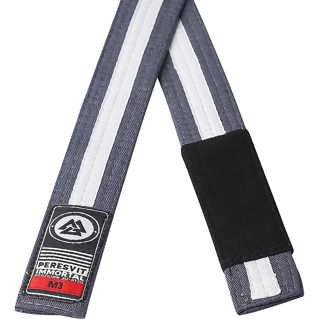 Детский пояс для кимоно БЖЖ Peresvit Grey White