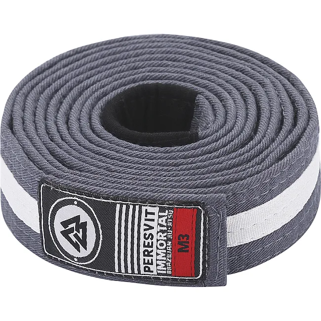 Детский пояс для кимоно БЖЖ Peresvit Grey White