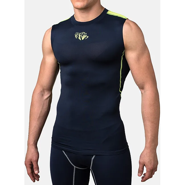 Компрессионная футболка без рукавов Peresvit Air Motion Navy Flu Yellow Tank