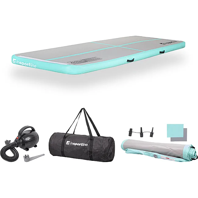 Надувной тренировочный коврик Airtrack inSPORTline Airstunt 300x100x10 см бирюзовый