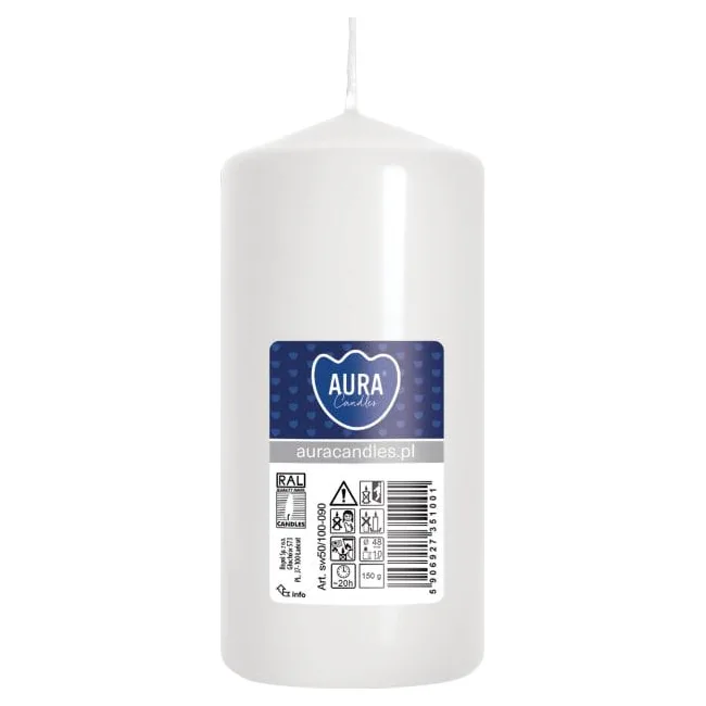 Свеча столовая цилиндр Bispol AURA Candles sw50_100_090 Белый