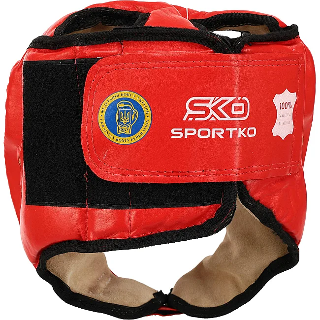 Боксерский шлем профессиональный
 открытый кожаный ФБУ SPORTKO

 ОК1 SP-4706 (Красный)