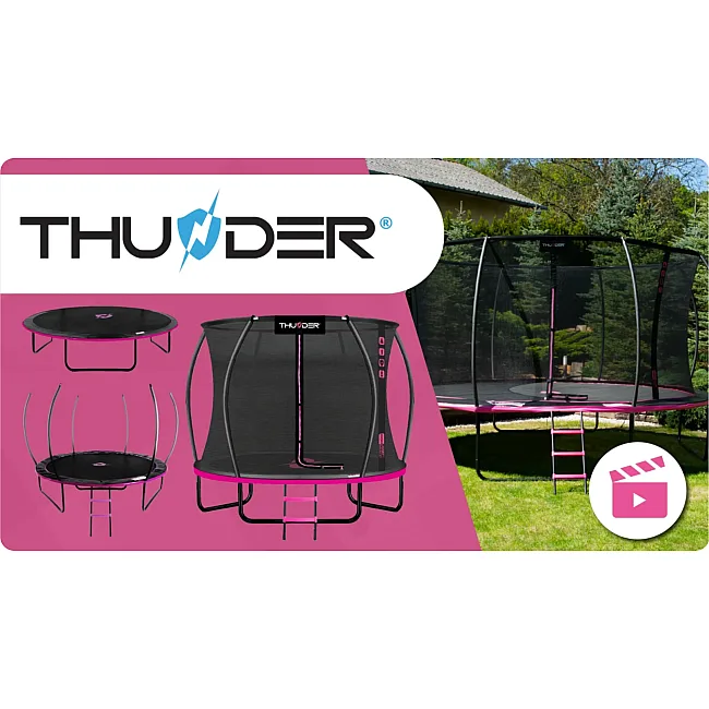 Батут THUNDER INSIDE ULTRA з внутрішньою сіткою 8 футів 244 см чорно-рожевий