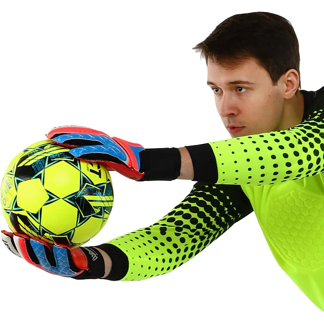 Вратарские перчатки профессиональные с защитой пальцев FDSPORT FB-853 7-11 (Черный-зеленый)