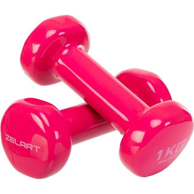 Гантели для фитнеса виниловые ZELART Beauty TA-5225-1 2шт 1кг (Розовый)