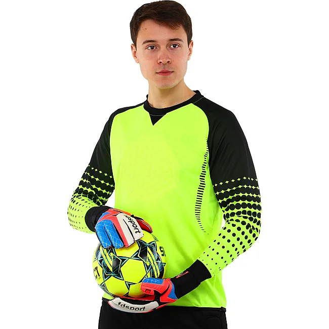 Вратарские перчатки профессиональные с защитой пальцев FDSPORT FB-853 7-11 (Черный-зеленый)