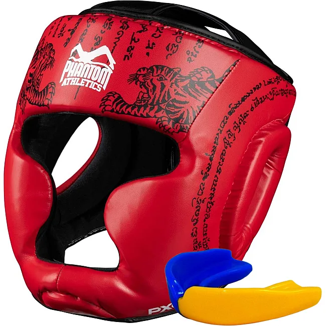 Боксерский шлем Phantom Muay Thai Full Face Red (капа в комплекте)