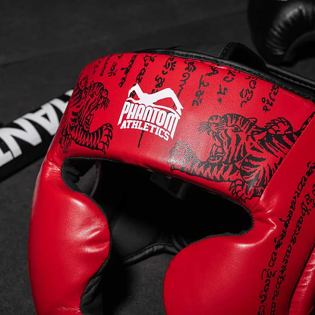 Боксерский шлем Phantom Muay Thai Full Face Red (капа в комплекте)
