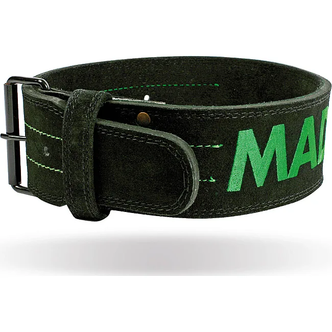 Пояс для пауэрлифтинга MADMAX MFB-301 Suede Single Prong кожаный Black/Green