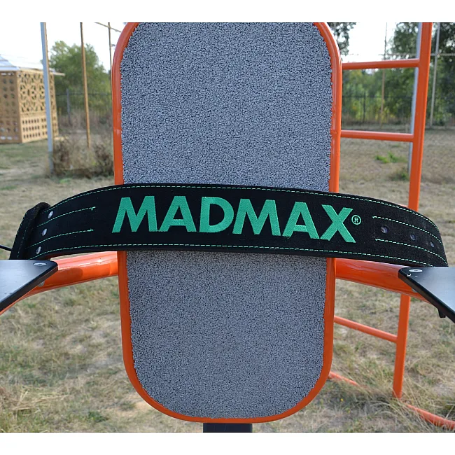 Пояс для пауэрлифтинга MADMAX MFB-301 Suede Single Prong кожаный Black/Green