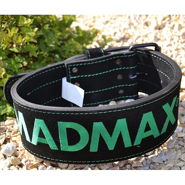 Пояс для пауэрлифтинга MADMAX MFB-301 Suede Single Prong кожаный Black/Green