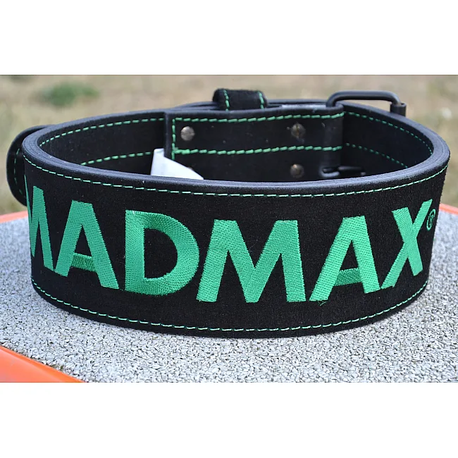 Пояс для пауэрлифтинга MADMAX MFB-301 Suede Single Prong кожаный Black/Green
