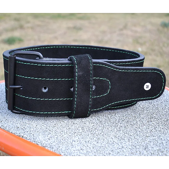 Пояс для пауэрлифтинга MADMAX MFB-301 Suede Single Prong кожаный Black/Green