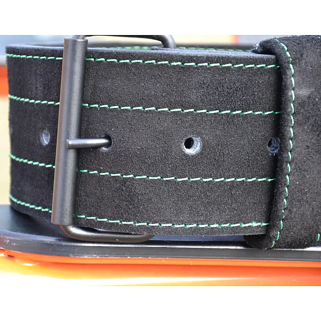 Пояс для пауэрлифтинга MADMAX MFB-301 Suede Single Prong кожаный Black/Green