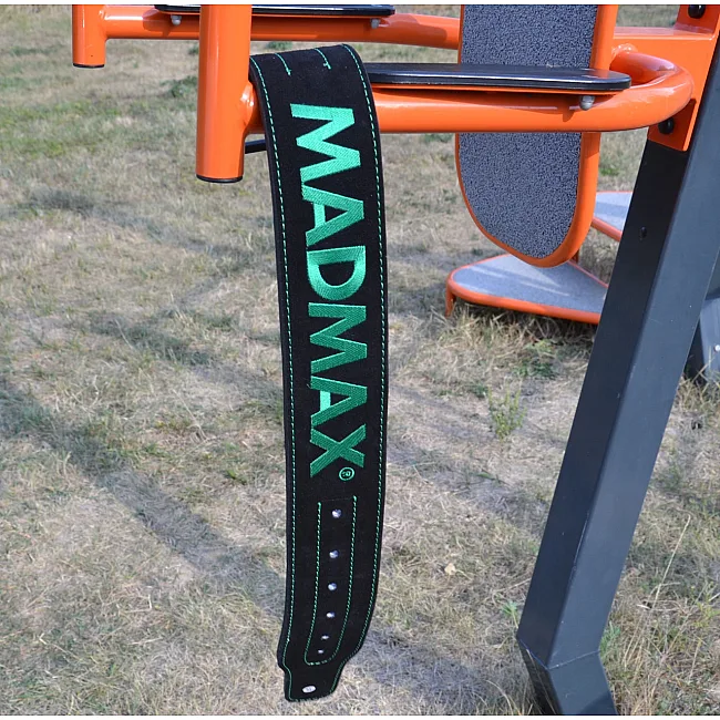 Пояс для пауэрлифтинга MADMAX MFB-301 Suede Single Prong кожаный Black/Green