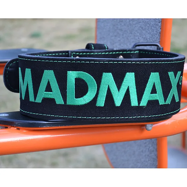 Пояс для пауэрлифтинга MADMAX MFB-301 Suede Single Prong кожаный Black/Green